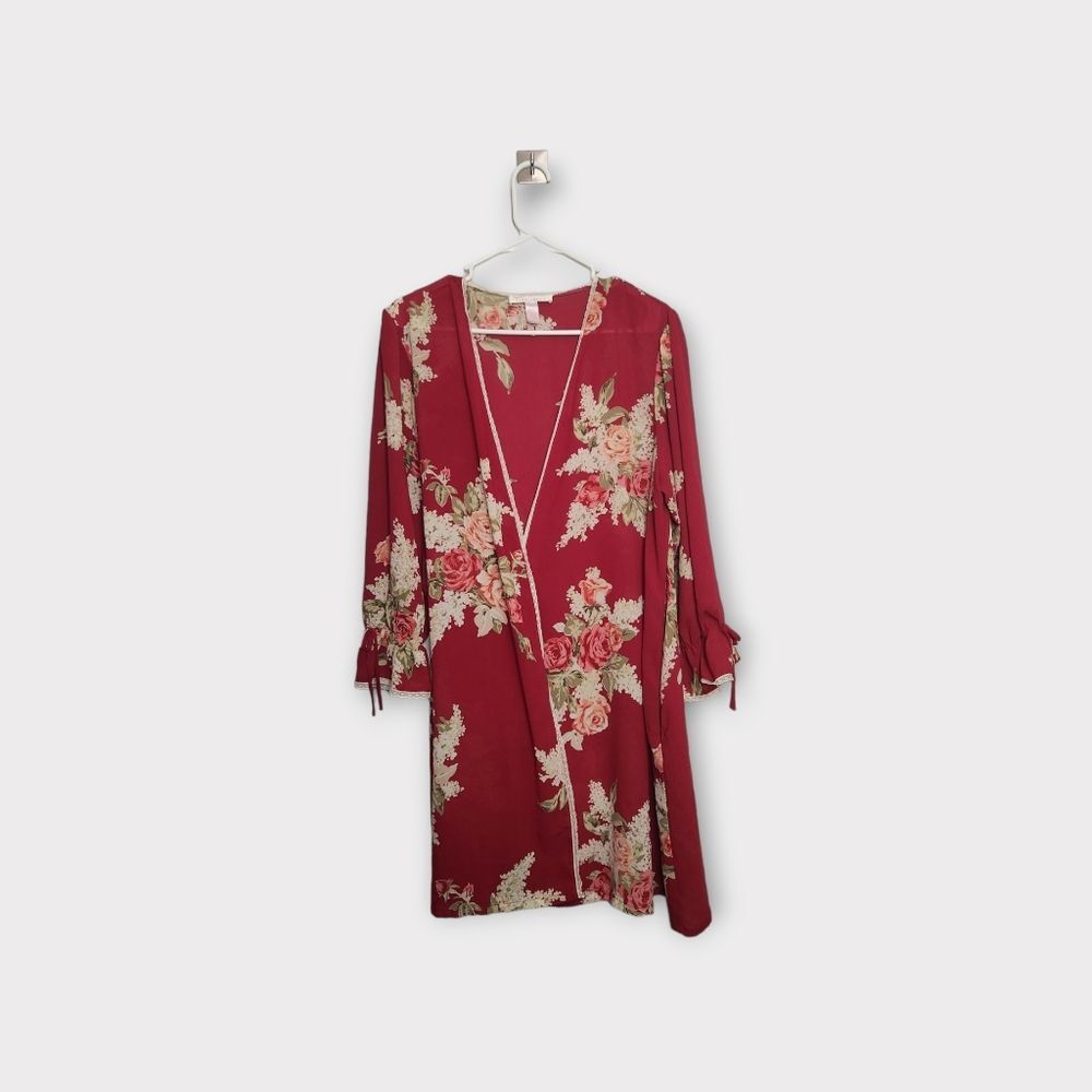 Oscar De La Renta Floral Kimono Robe - Red